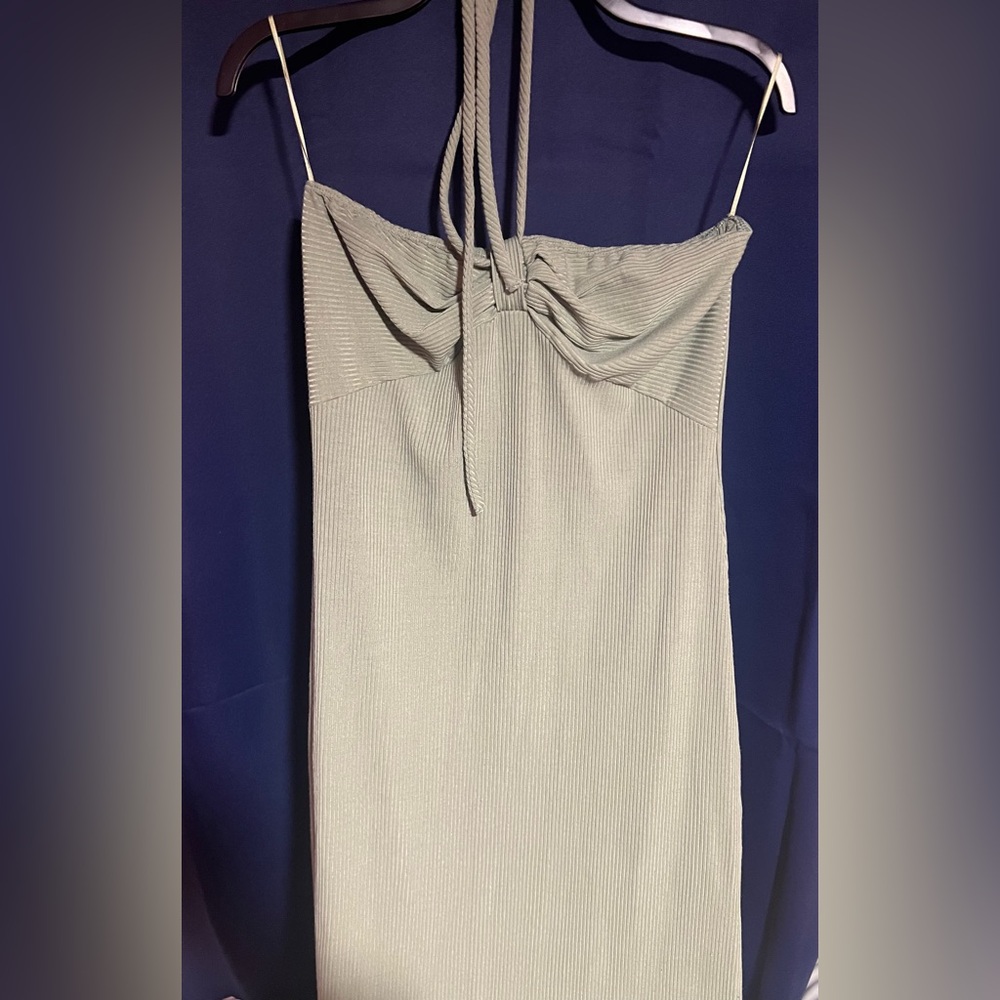 Chic Sage Green Halter Dress
